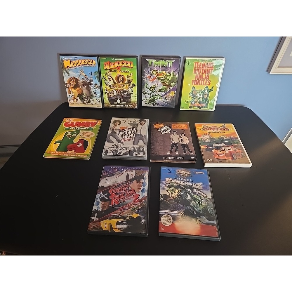 10 Children's DVDs- Madagascar, TMNT, Ninja TURTLES, NAKED BROTHERS, LITTLE CAR